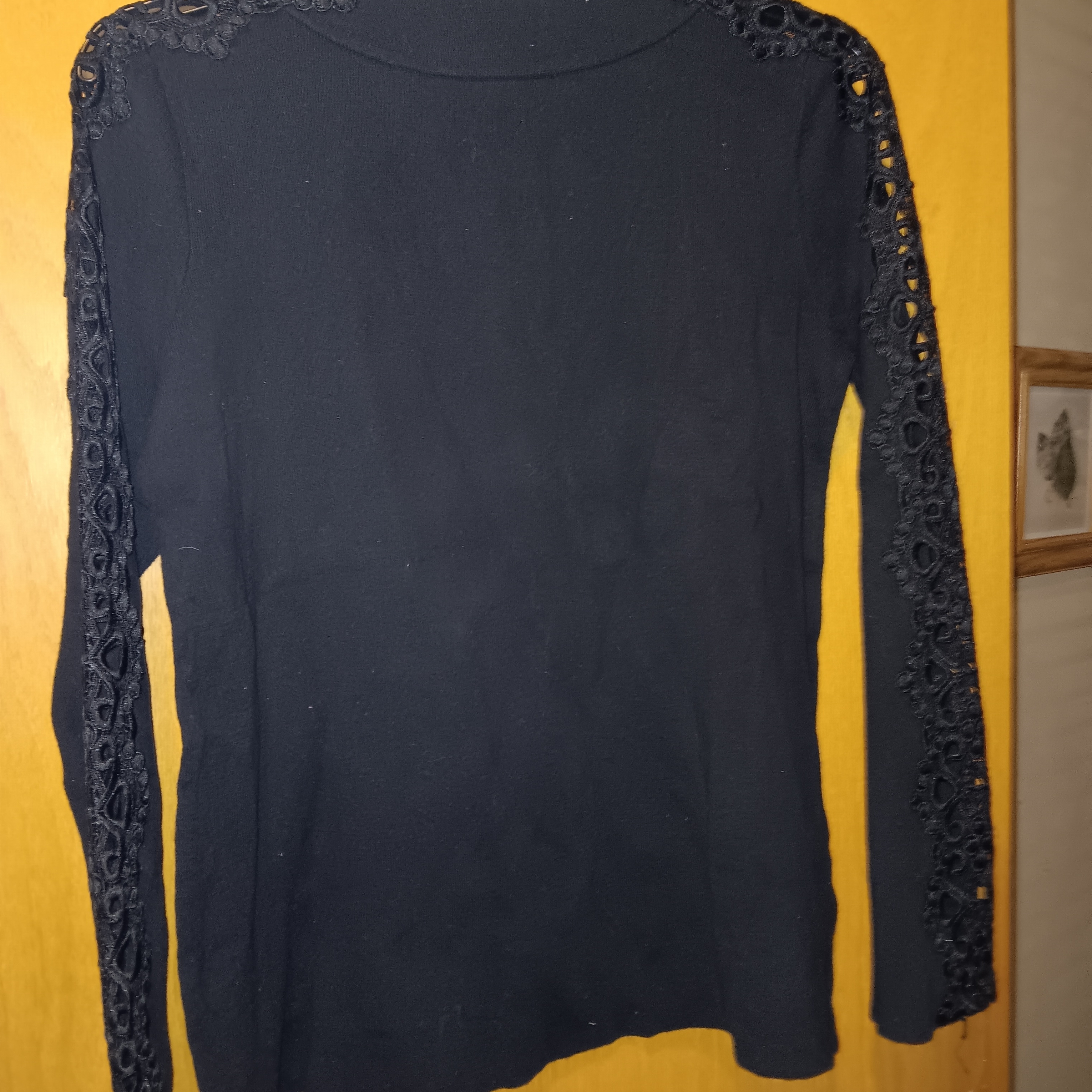 Womens Size Large, Stylus Blue Lace Detail Women's Sweater
